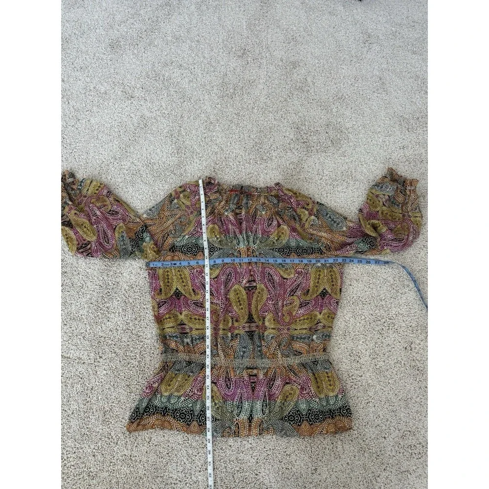 Robert Graham Womens Long Sleeve V-Neck Silk Paisley Shirt  Sz XL‎ Boho Colorful - Picture 5 of 8